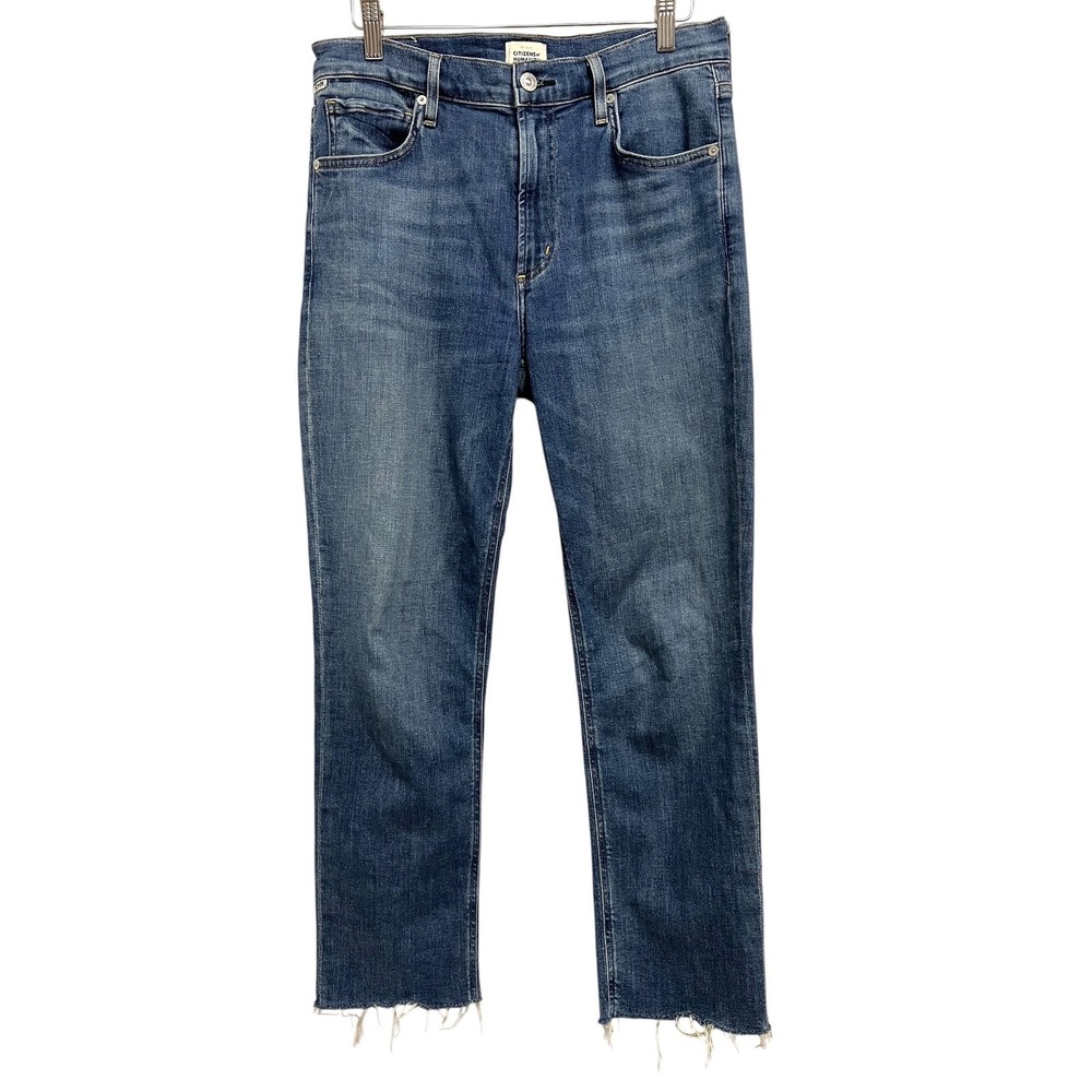 Citizens of Humanity Isola Jeans Womens 29 Blue Raw Hem Straight Crop Denim